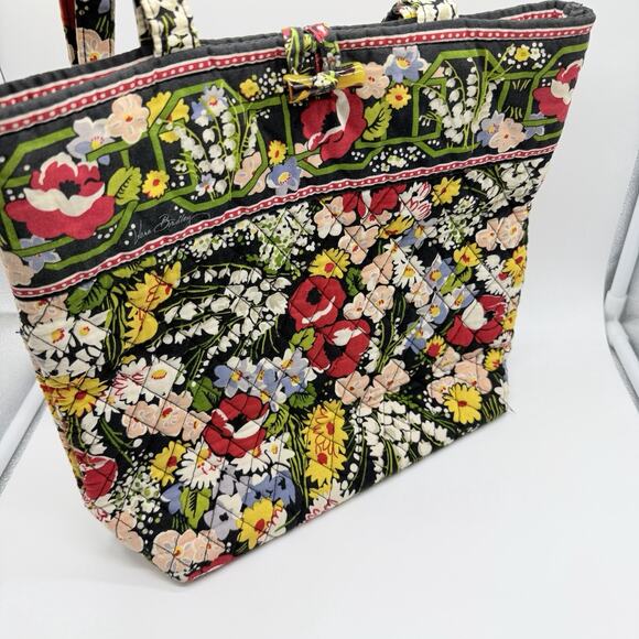 Vera Bradley Poppy Fields Floral Quilted Toggle Tote Purse 13"H x 14"W x 4”D - Picture 9 of 13